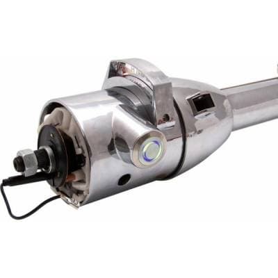 33" Blue Push Button Start Chrome Steering Column Automatic with Gear Indicator Window and Shifter